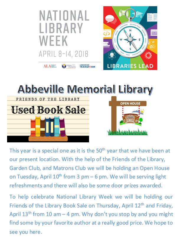 Open House at the Library – Abbeville Memorial Library